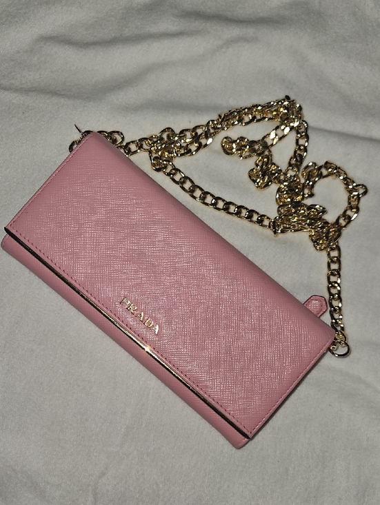 Prada Handbags - Prada Pink Saffiano Crossbody Wallet